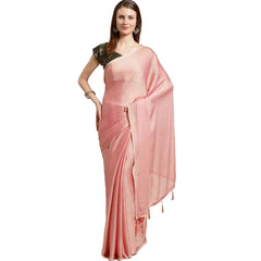 Generic Women's Cotton Silk Saree With Blouse (Light Pink, 5-6mtrs)