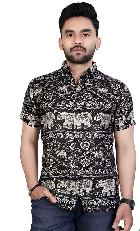 Rayon Printed Half Sleeves Regular Fit Mens Casual Shirt