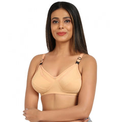 Generic Women's Cotton Blend Mother Care Full Coverage Feeding Bra Non Padded (Sandalwood)