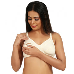 Generic Women's Cotton Blend Mother Care Full Coverage Feeding Bra Non Padded (Skin)