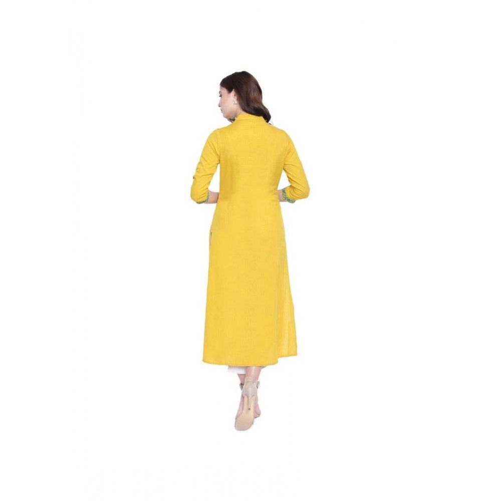 Generisches besticktes Khadi-Kurti für Damen (Gelb, Khadi)