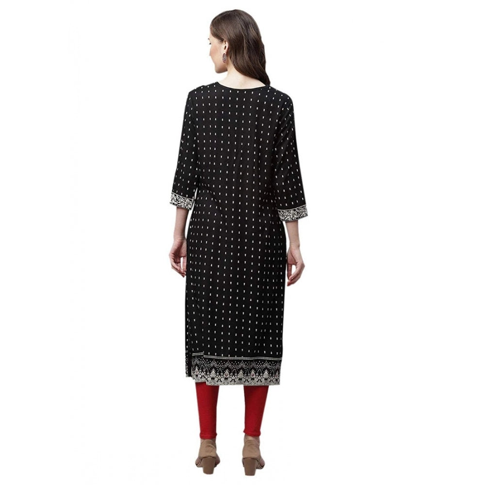 Generisches, gerades Kurti aus Viskose mit Aufdruck für Damen (Schwarz, Viskose)