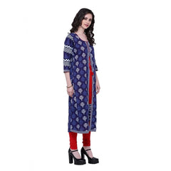 Generisches, langes Kurti aus Baumwolle mit Aufdruck für Damen (Blau, Rot, Baumwolle)