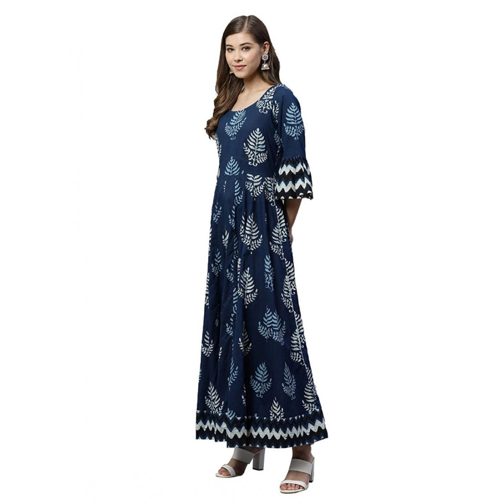 Generisches Kurti aus bedruckter Baumwolle für Damen (blau, Baumwolle)