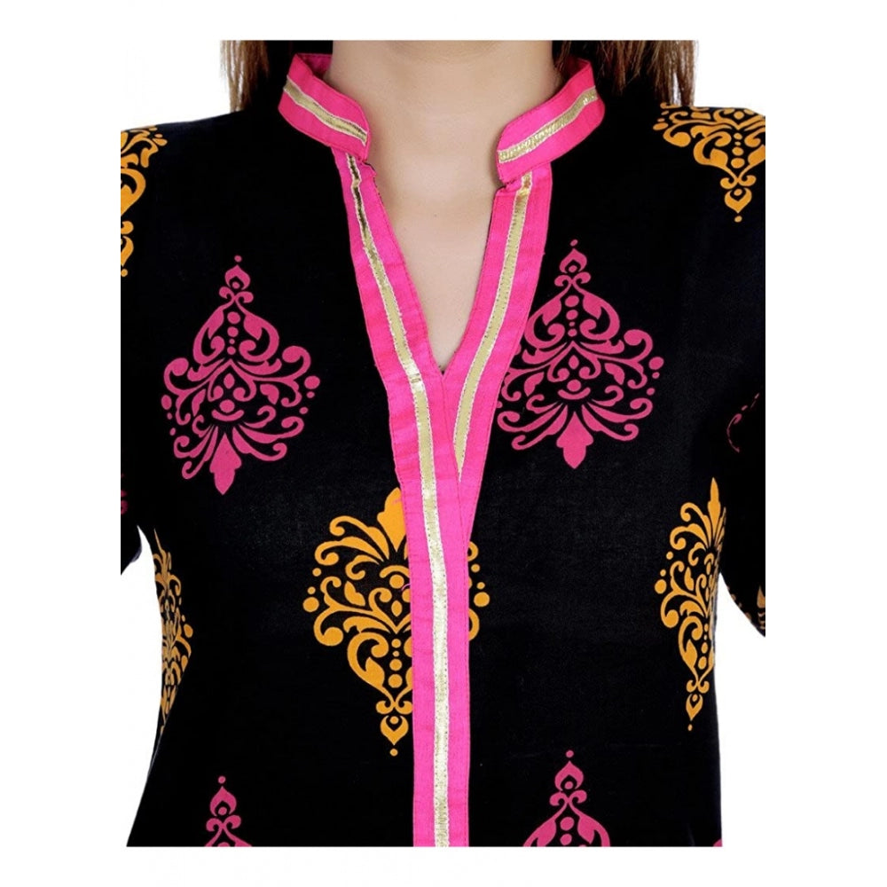 Generisches, bedrucktes, einfarbiges Kurti aus Baumwolle für Damen (Schwarz, Rosa, Baumwolle)