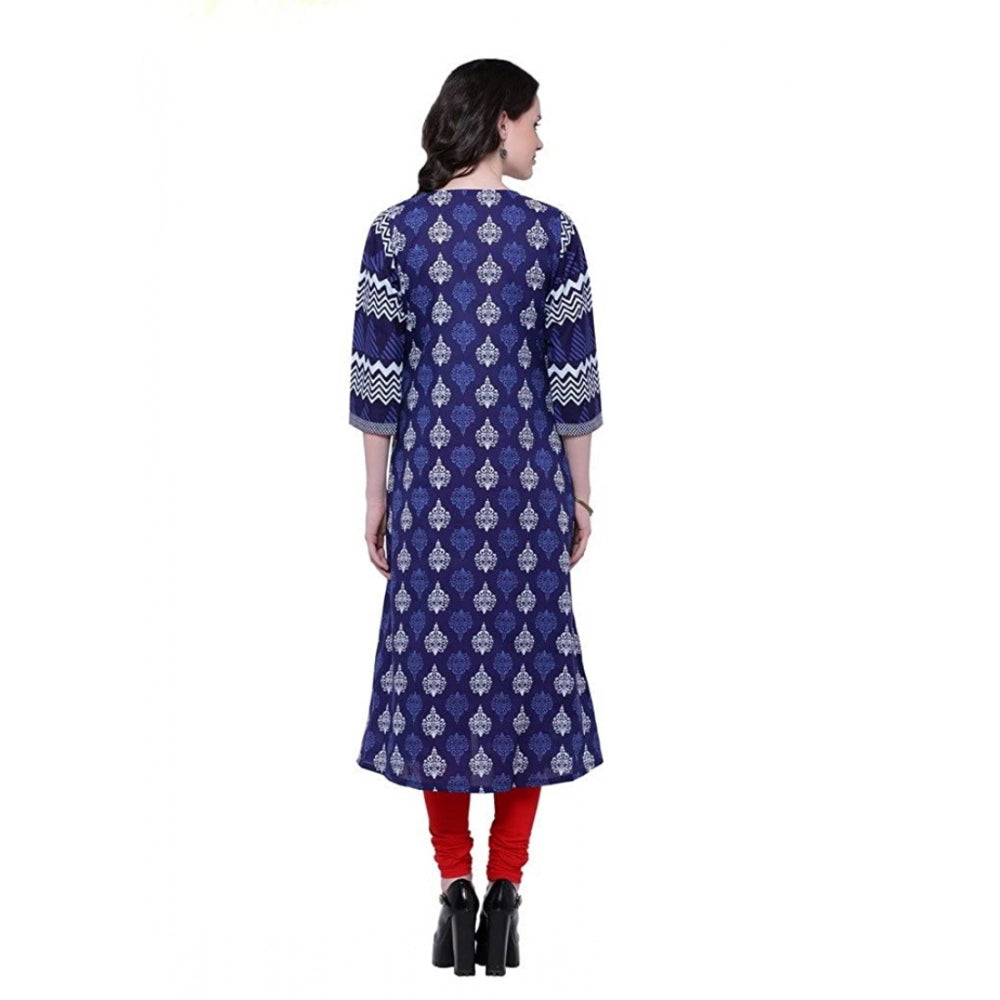 Generisches, langes Kurti aus Baumwolle mit Aufdruck für Damen (Blau, Rot, Baumwolle)