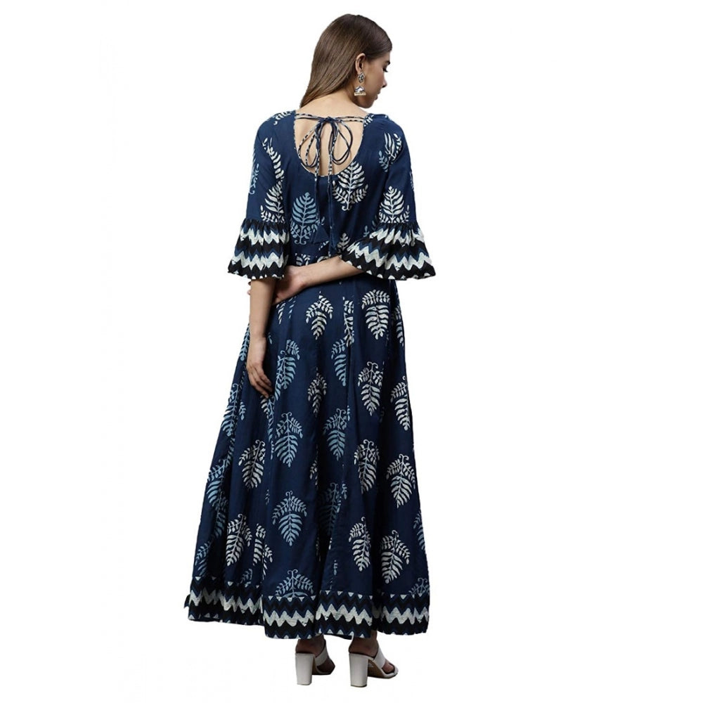 Generisches Kurti aus bedruckter Baumwolle für Damen (blau, Baumwolle)