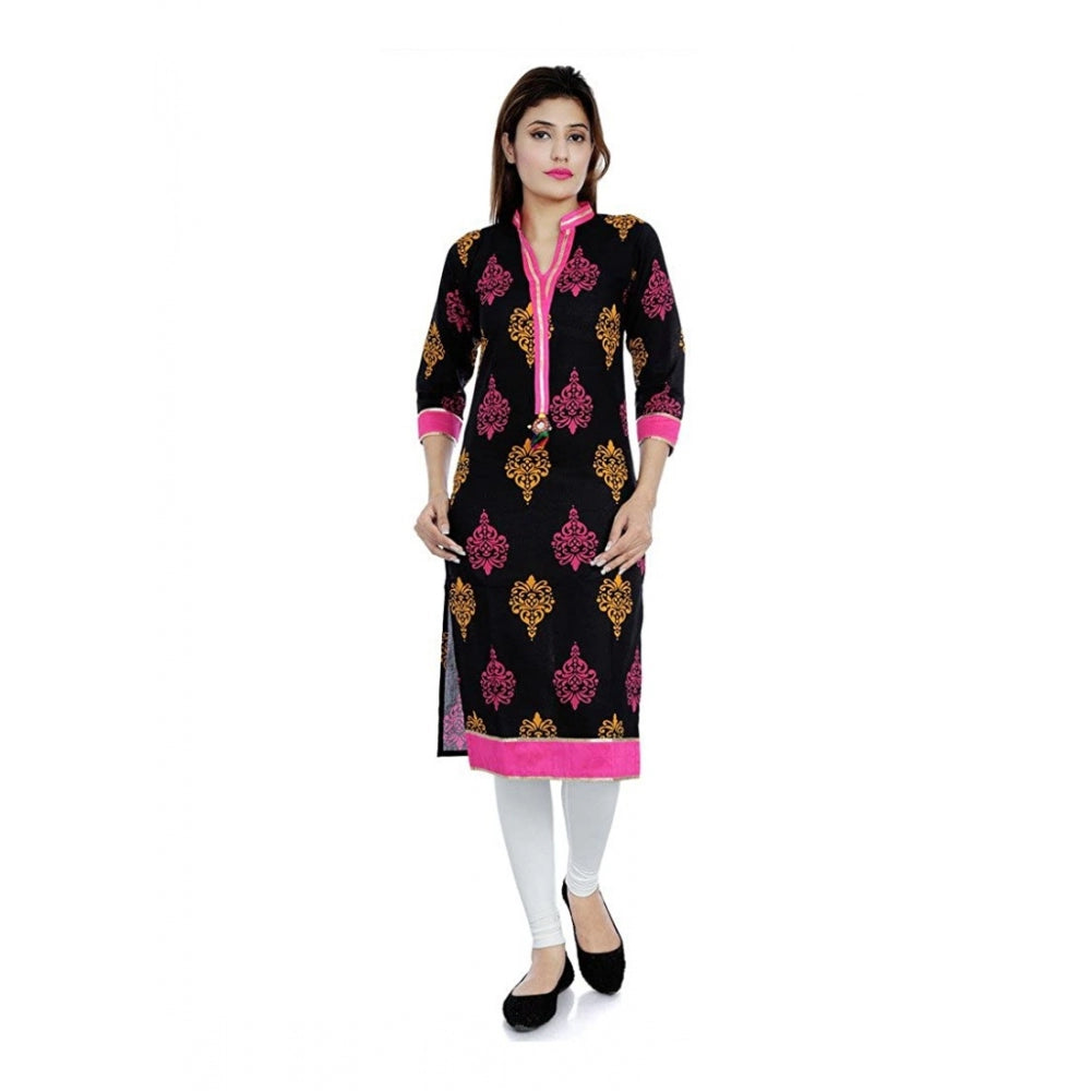 Generisches, bedrucktes, einfarbiges Kurti aus Baumwolle für Damen (Schwarz, Rosa, Baumwolle)