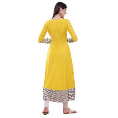 Generisches Anarkali-Kurti aus Viskose mit Aufdruck für Damen (Gelb, Viskose)