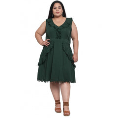 Generisches, einfarbiges, knielanges, figurbetontes Kleid aus Krepp für Damen (Botal Green)