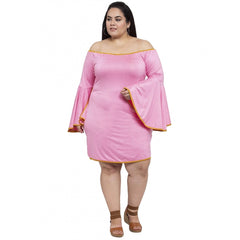 Generic Damen Hojri Solid Knielanges Fit and Flare Kleid (Rosa)