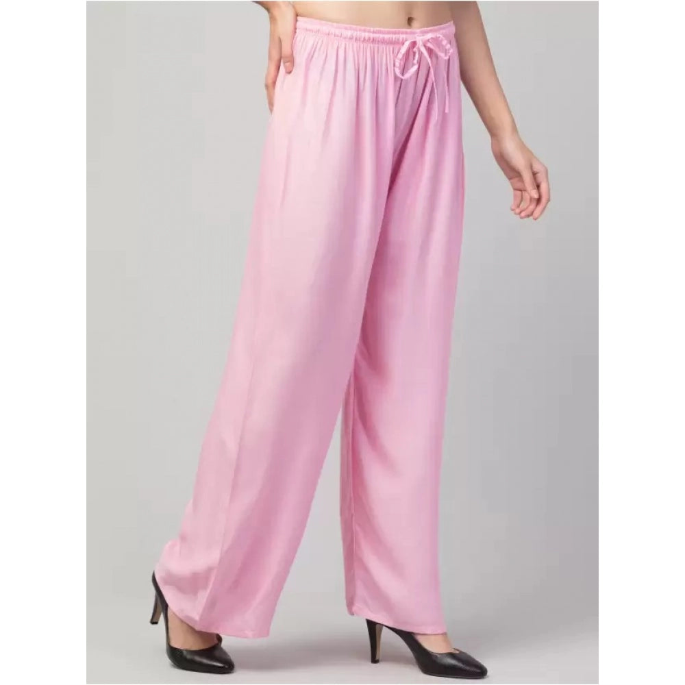 Generic Palazzo-Hose aus Viskose-Rayon in Übergröße für Damen, lockere Passform (Rosa)