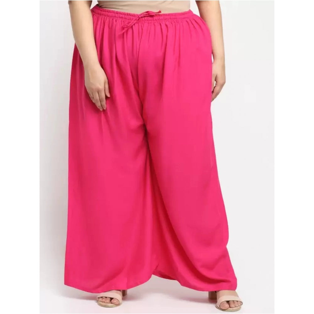 Generic Palazzo-Hose aus Viskose-Rayon mit ausgestelltem Schnitt für Damen in Übergröße (Rosa)