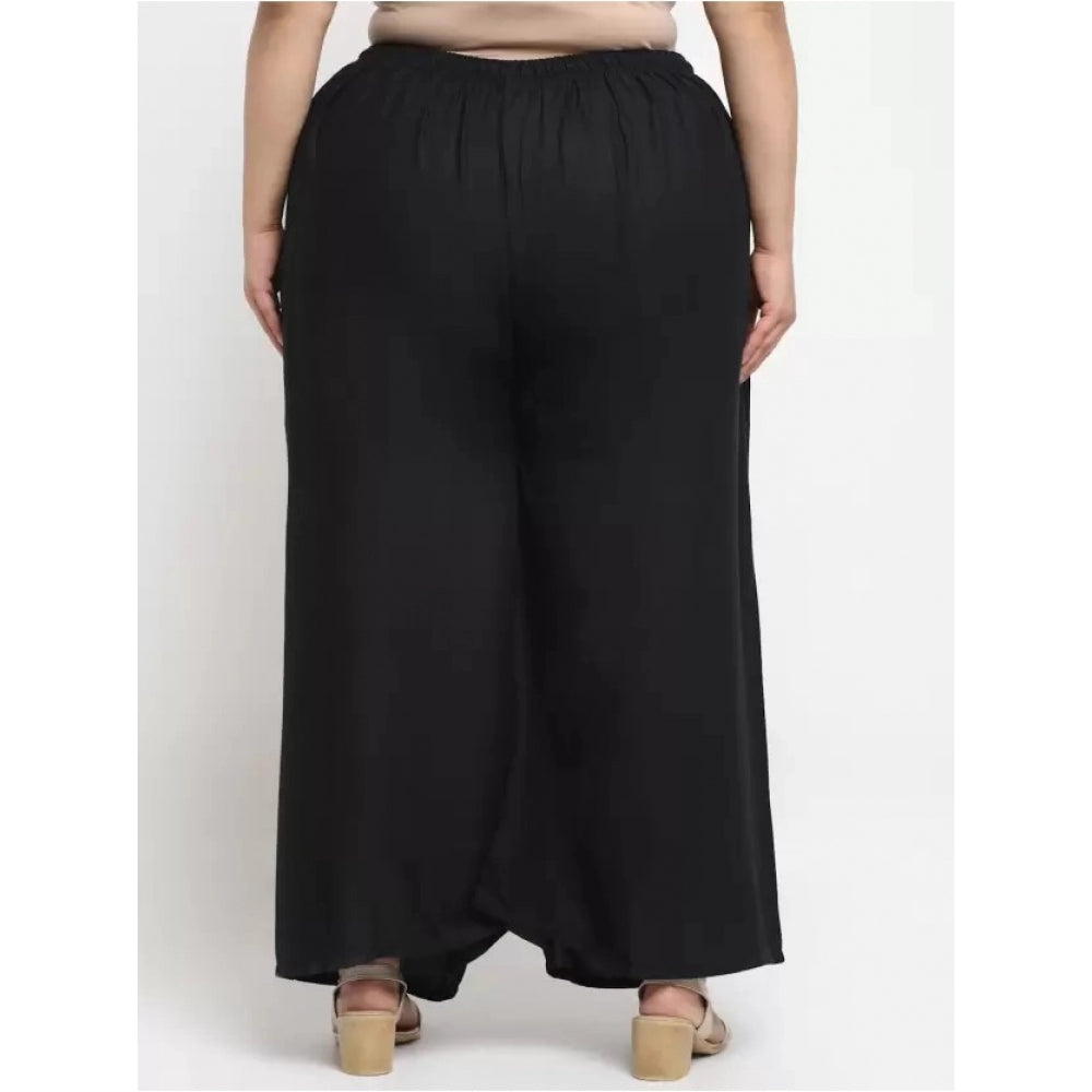 Generic Palazzo-Hose aus Viskose-Rayon mit ausgestelltem Schnitt für Damen in Übergröße (Schwarz)