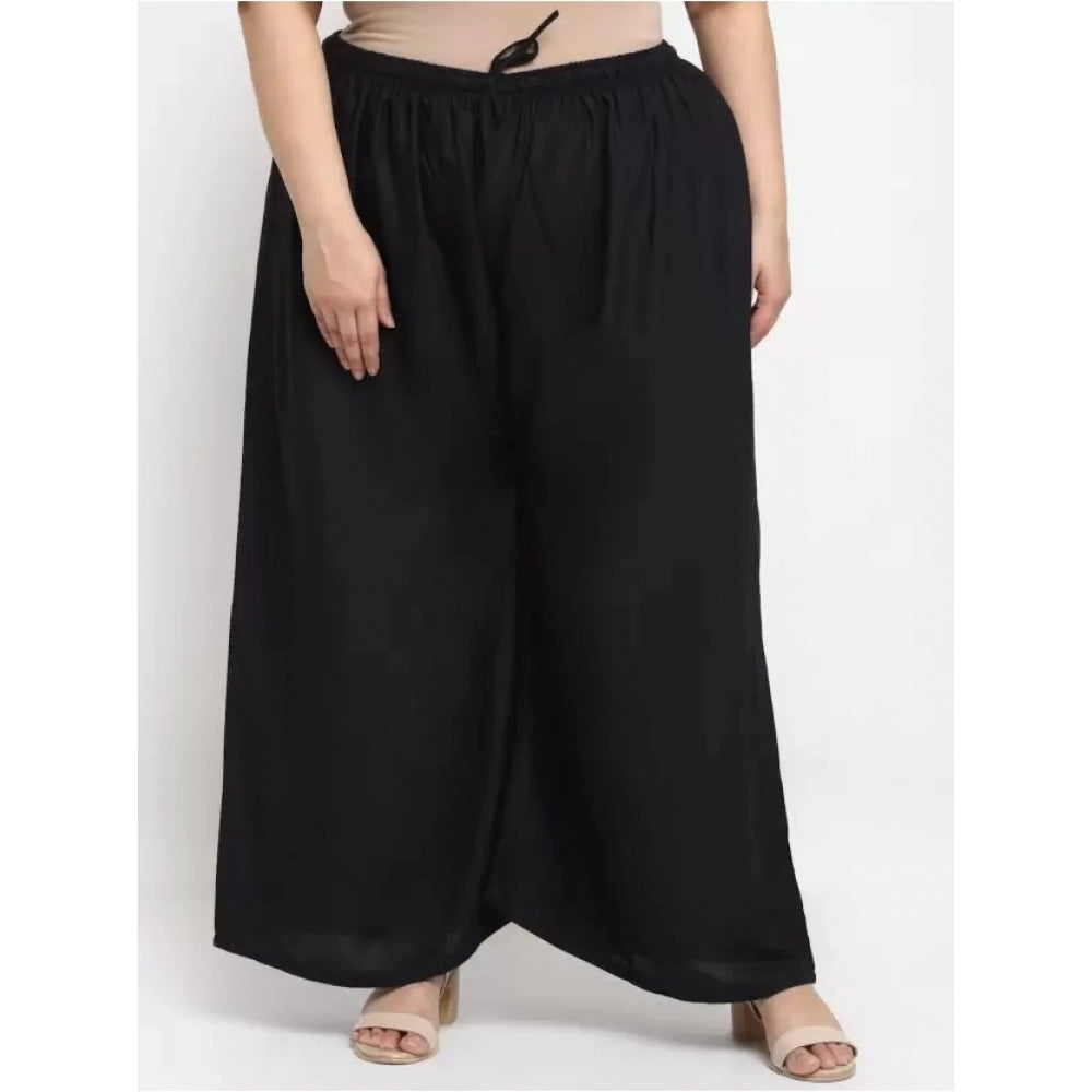 Generic Palazzo-Hose aus Viskose-Rayon mit ausgestelltem Schnitt für Damen in Übergröße (Schwarz)