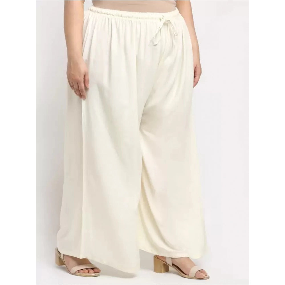 Generic Palazzo-Hose aus Viskose-Rayon mit ausgestelltem Schnitt für Damen in Übergröße (Creme)