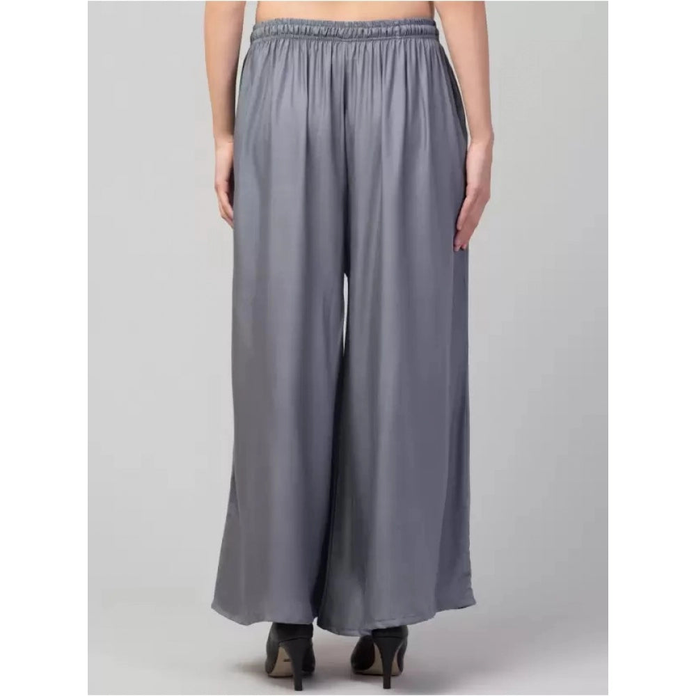 Generic Palazzo-Hose aus Viskose-Rayon, entspannte Passform, für Damen in Übergröße (Grau)