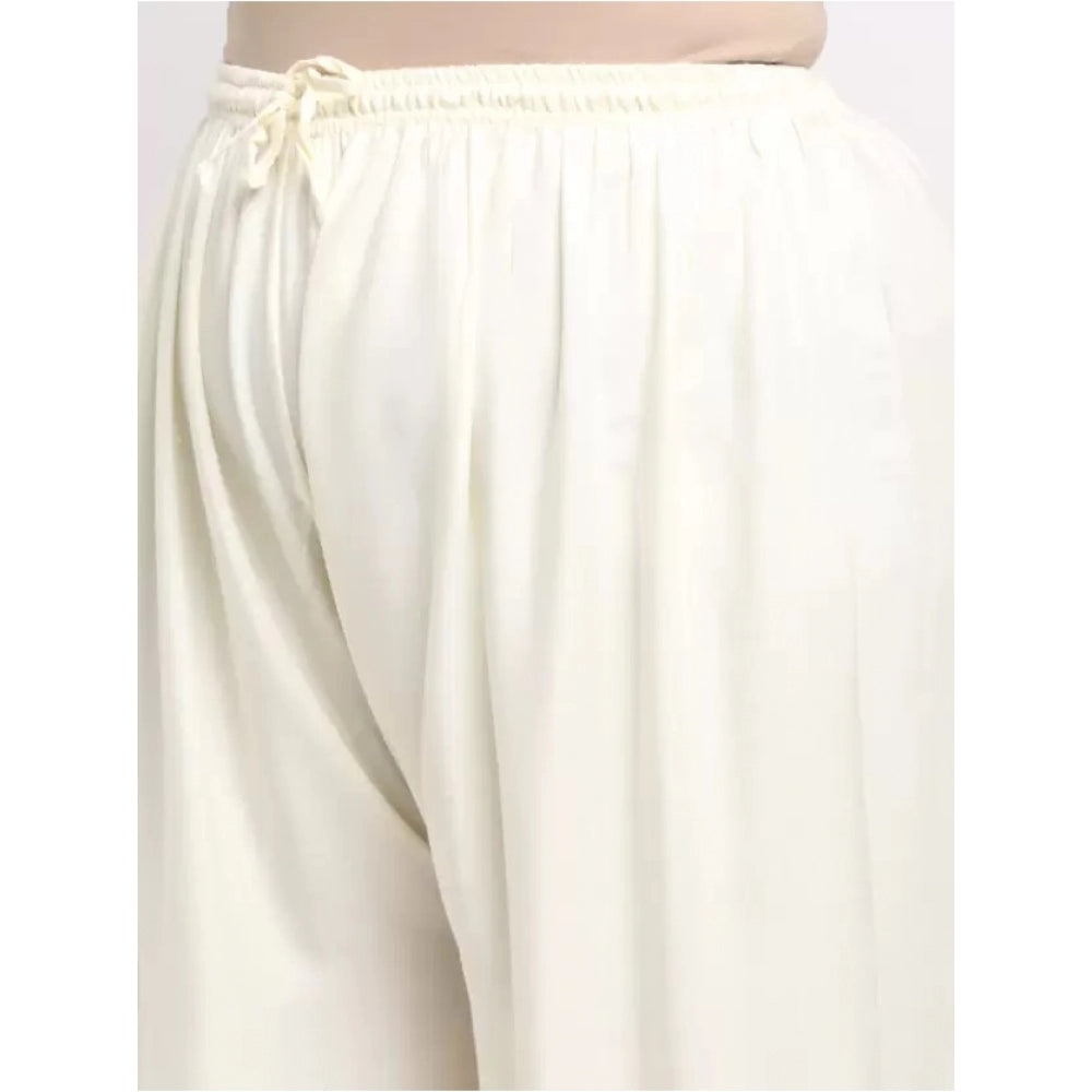 Generic Palazzo-Hose aus Viskose-Rayon, entspannte Passform, für Damen in Übergröße (Creme)