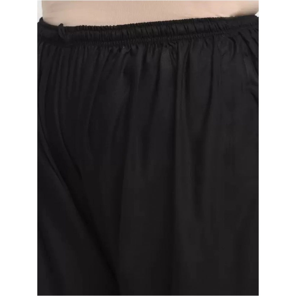 Generic Palazzo-Hose aus Viskose-Rayon, lockere Passform, für Damen in Übergröße (Schwarz)