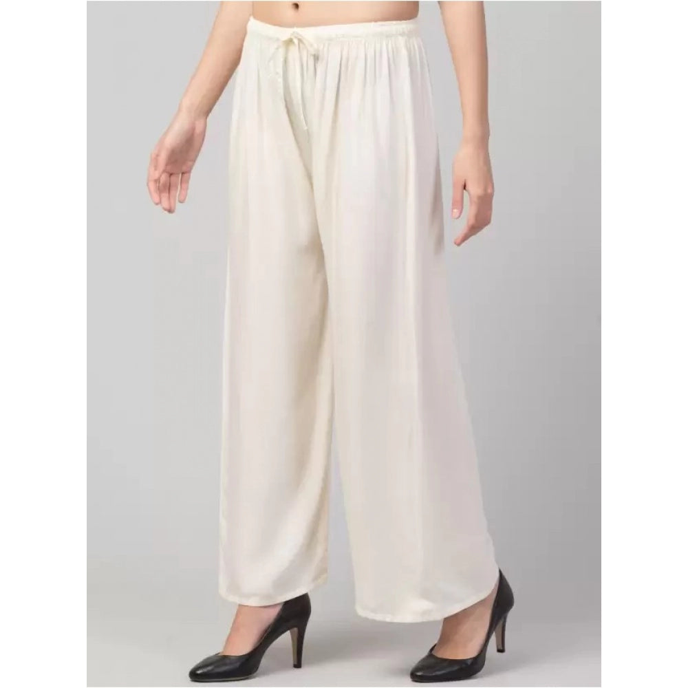 Generic Palazzo-Hose aus Viskose-Rayon, entspannte Passform, für Damen in Übergröße (Creme)