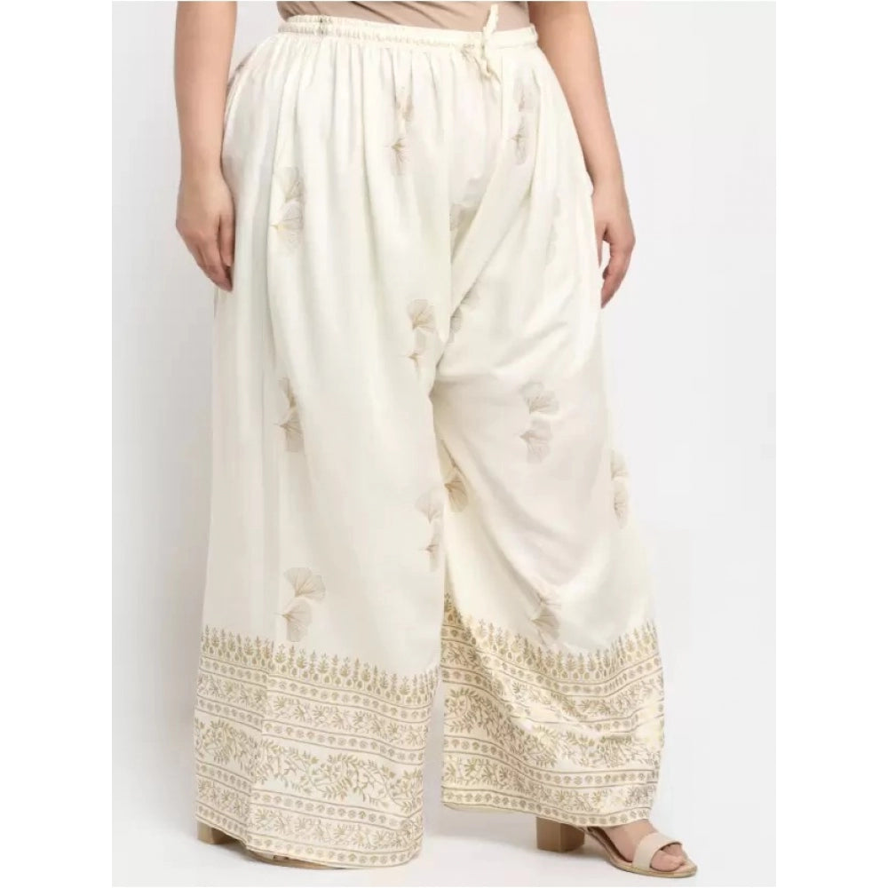 Generic Palazzo-Hose aus Viskose-Rayon, entspannte Passform, für Damen in Übergröße (Creme)