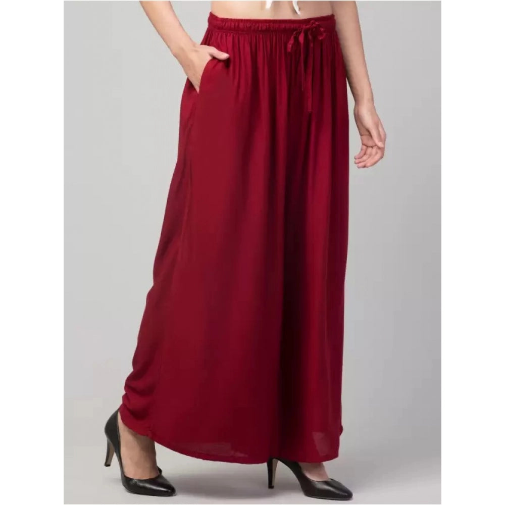 Generische Palazzo-Hose aus Viskose-Rayon für Damen in Übergröße, entspannte Passform (Kastanienbraun)