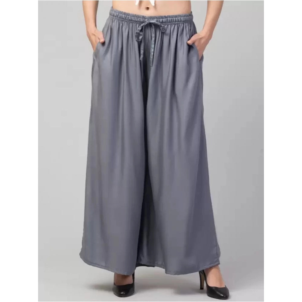 Generic Palazzo-Hose aus Viskose-Rayon, entspannte Passform, für Damen in Übergröße (Grau)