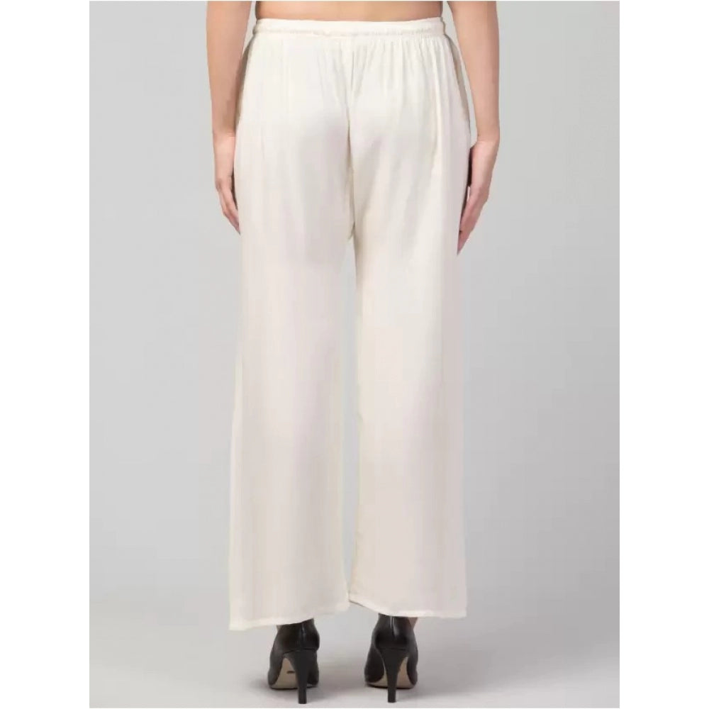 Generic Palazzo-Hose aus Viskose-Rayon, entspannte Passform, für Damen in Übergröße (Creme)