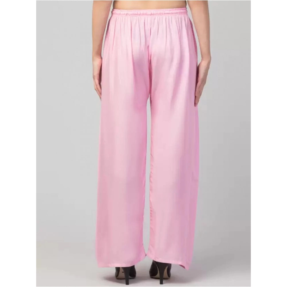 Generic Palazzo-Hose aus Viskose-Rayon in Übergröße für Damen, lockere Passform (Rosa)