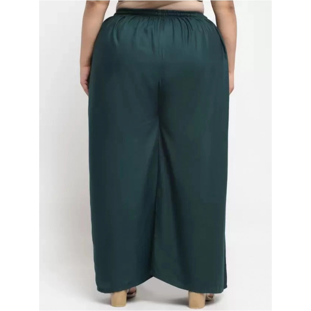 Generic Palazzo-Hose aus Viskose-Rayon mit ausgestelltem Schnitt für Damen in Übergröße (Dunkelgrün)