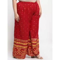 Generic Women's Plus Size Relaxed Fit Viscose Rayon Palazzo Trousers (Red)