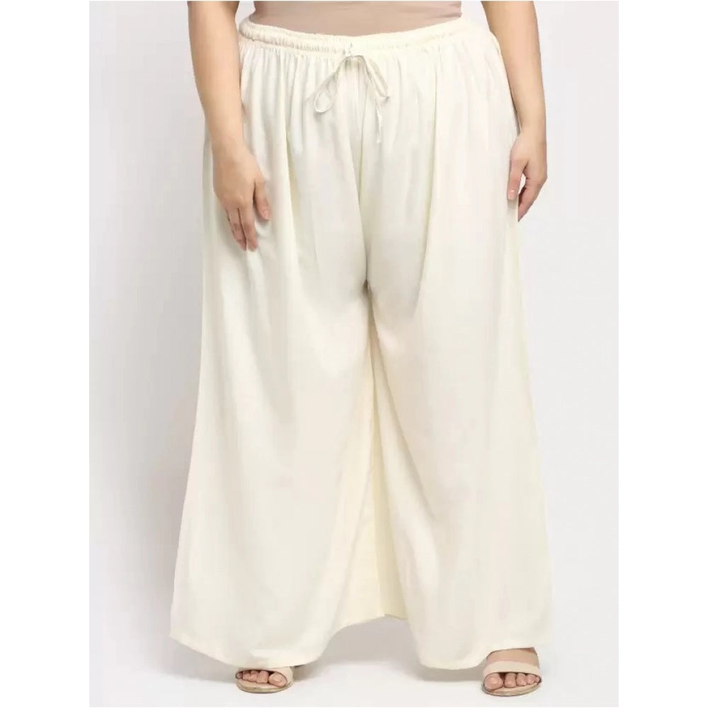 Generic Palazzo-Hose aus Viskose-Rayon mit ausgestelltem Schnitt für Damen in Übergröße (Creme)