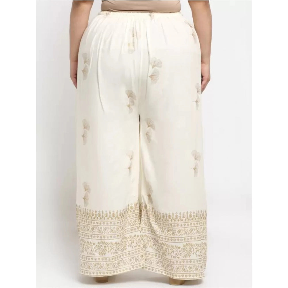 Generic Palazzo-Hose aus Viskose-Rayon, entspannte Passform, für Damen in Übergröße (Creme)