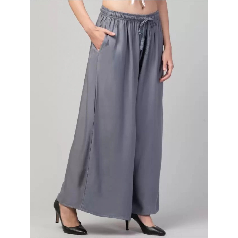 Generic Palazzo-Hose aus Viskose-Rayon, entspannte Passform, für Damen in Übergröße (Grau)