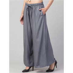 Generic Women's Plus Size Relaxed Fit Viscose Rayon Palazzo Trousers (Grey)