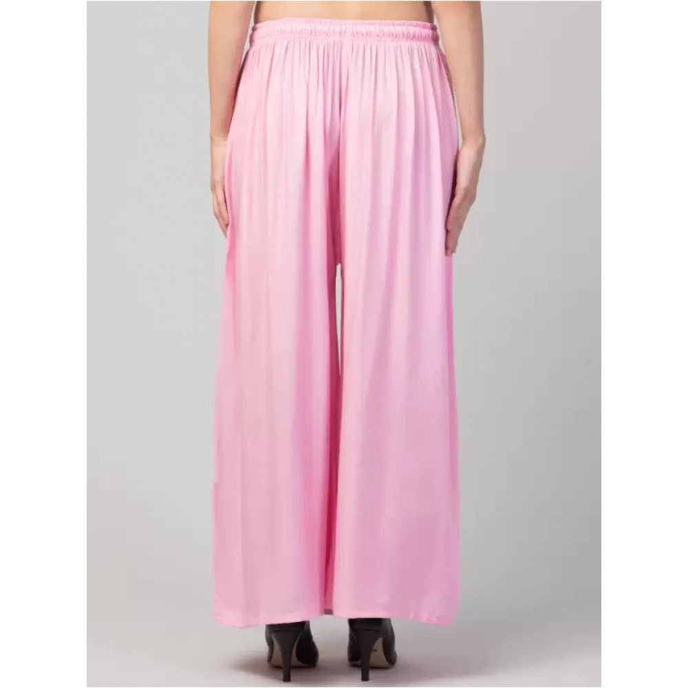 Generic Palazzo-Hose aus Viskose-Rayon in Übergröße für Damen, entspannte Passform (Rosa)