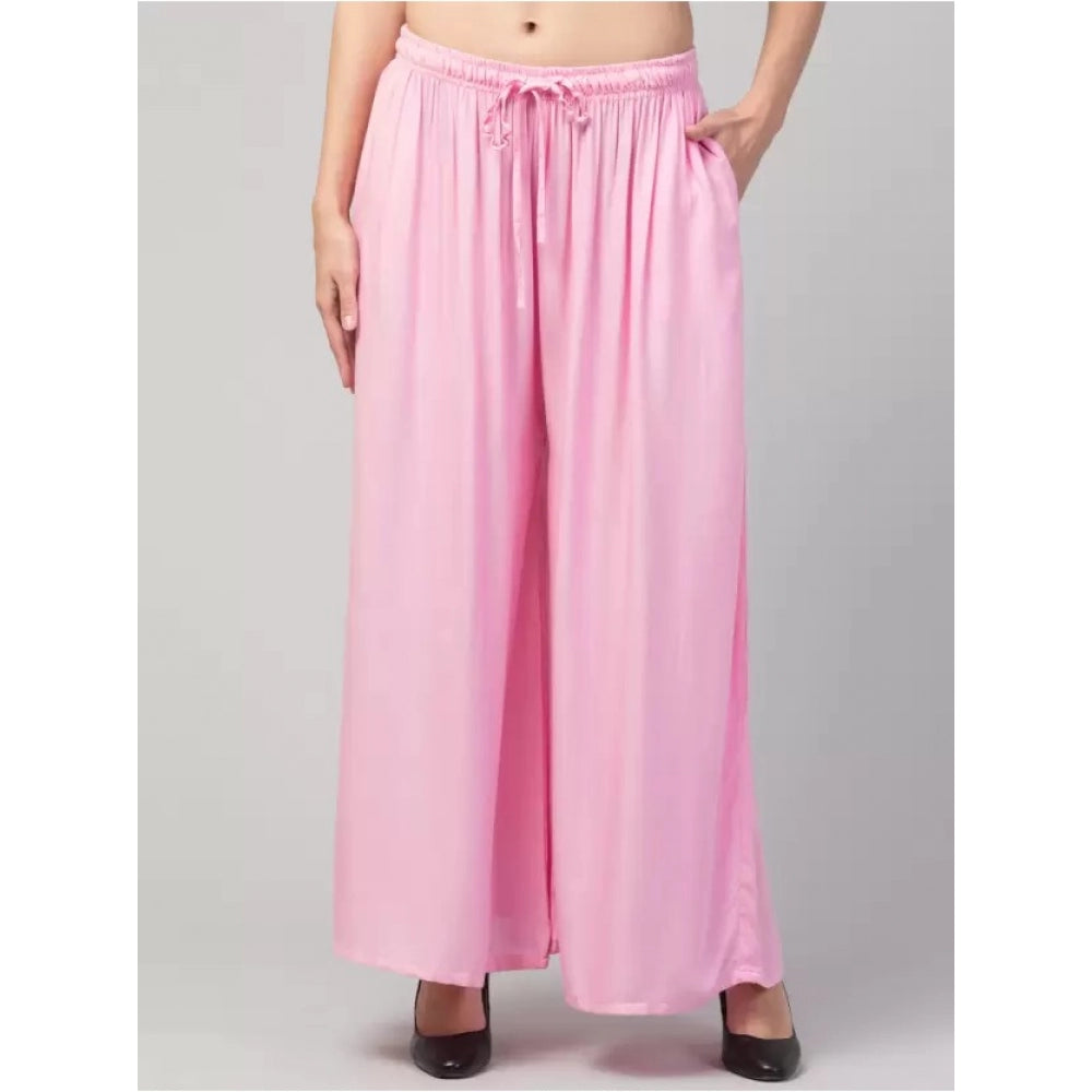 Generic Palazzo-Hose aus Viskose-Rayon in Übergröße für Damen, entspannte Passform (Rosa)