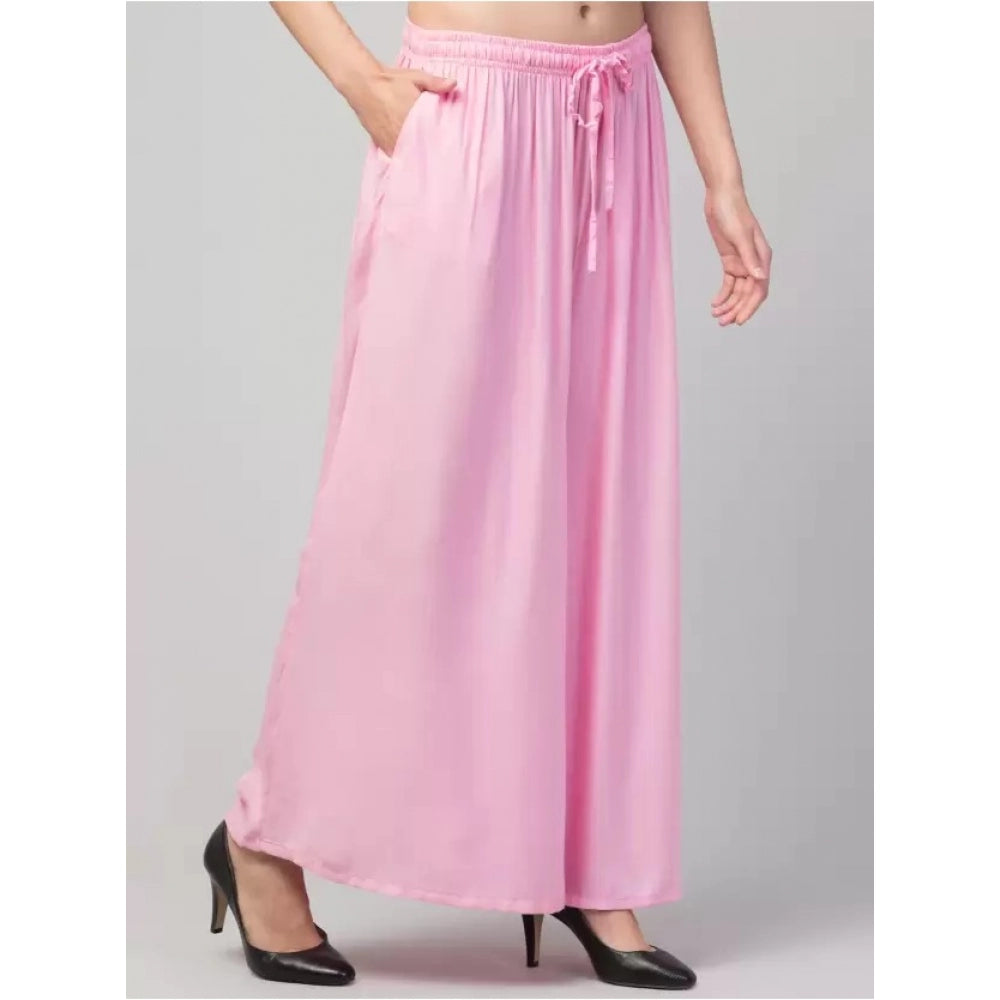 Generic Palazzo-Hose aus Viskose-Rayon in Übergröße für Damen, entspannte Passform (Rosa)