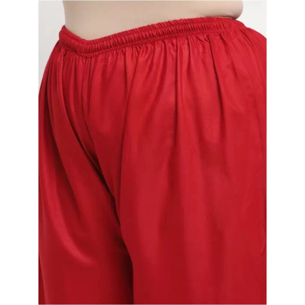 Generische Palazzo-Hose aus Viskose-Rayon mit entspannter Passform für Damen in Übergröße (Rot)