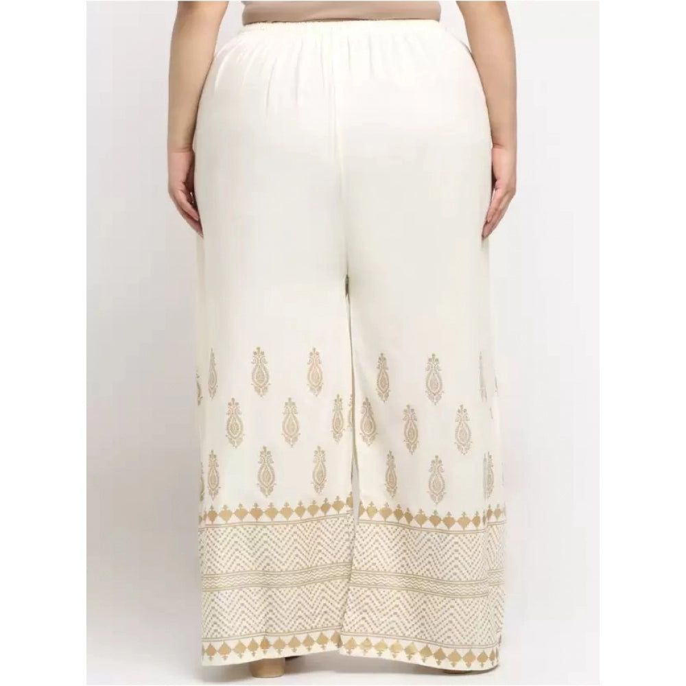 Generic Palazzo-Hose aus Viskose-Rayon, entspannte Passform, für Damen in Übergröße (Creme)