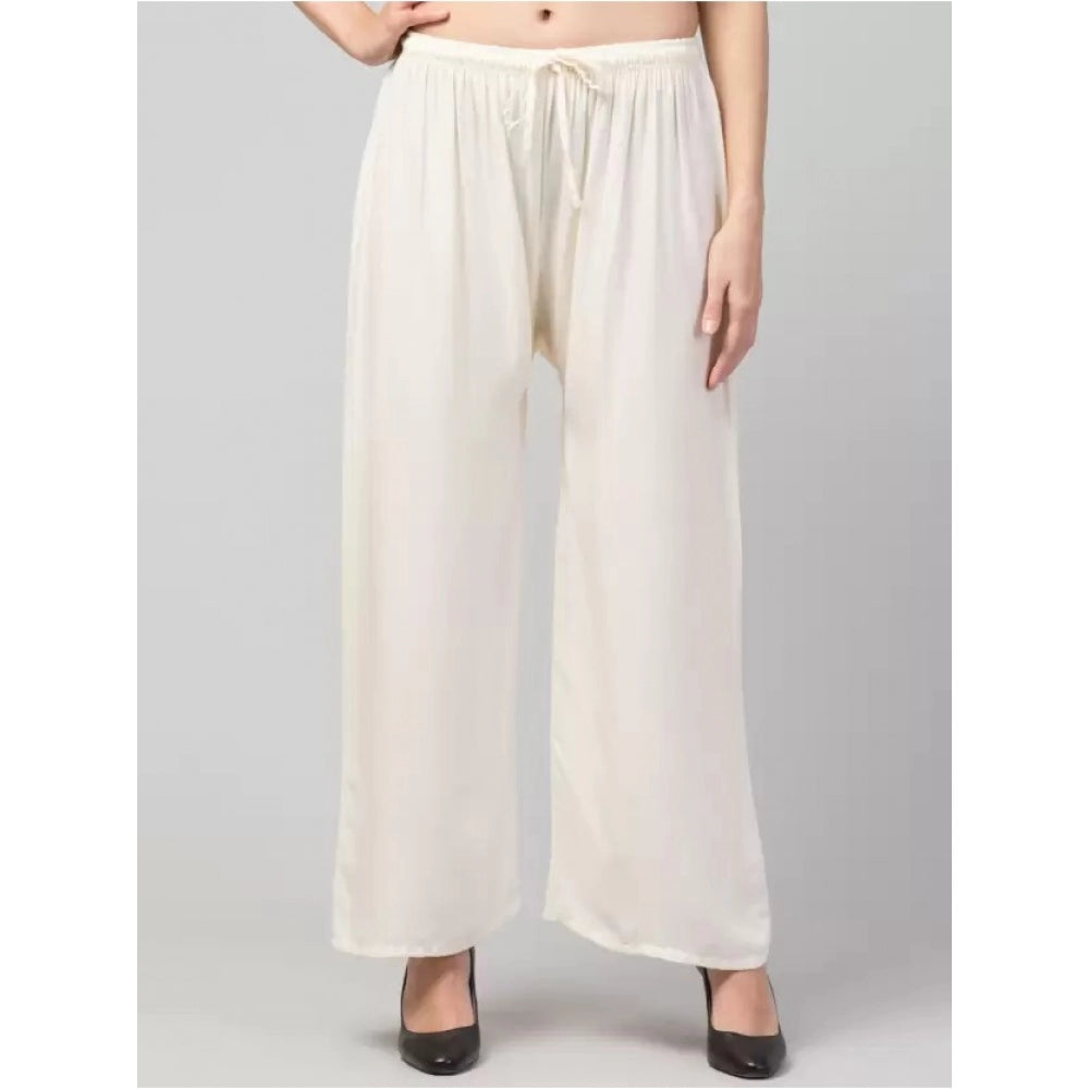 Generic Palazzo-Hose aus Viskose-Rayon, entspannte Passform, für Damen in Übergröße (Creme)