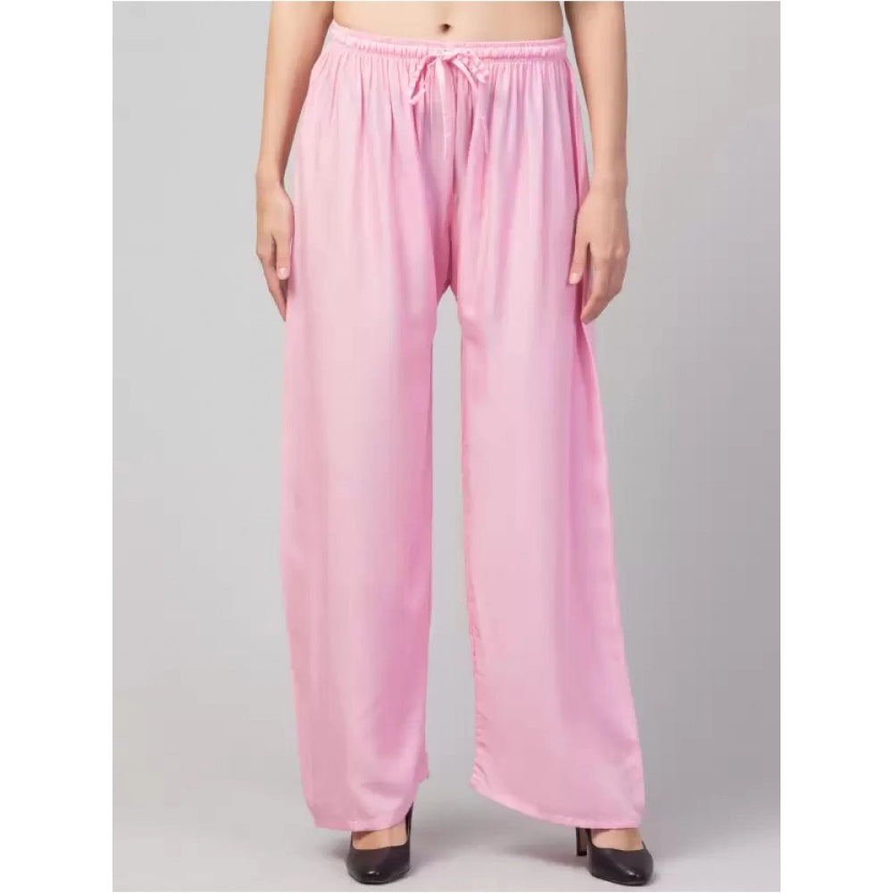 Generic Palazzo-Hose aus Viskose-Rayon in Übergröße für Damen, lockere Passform (Rosa)