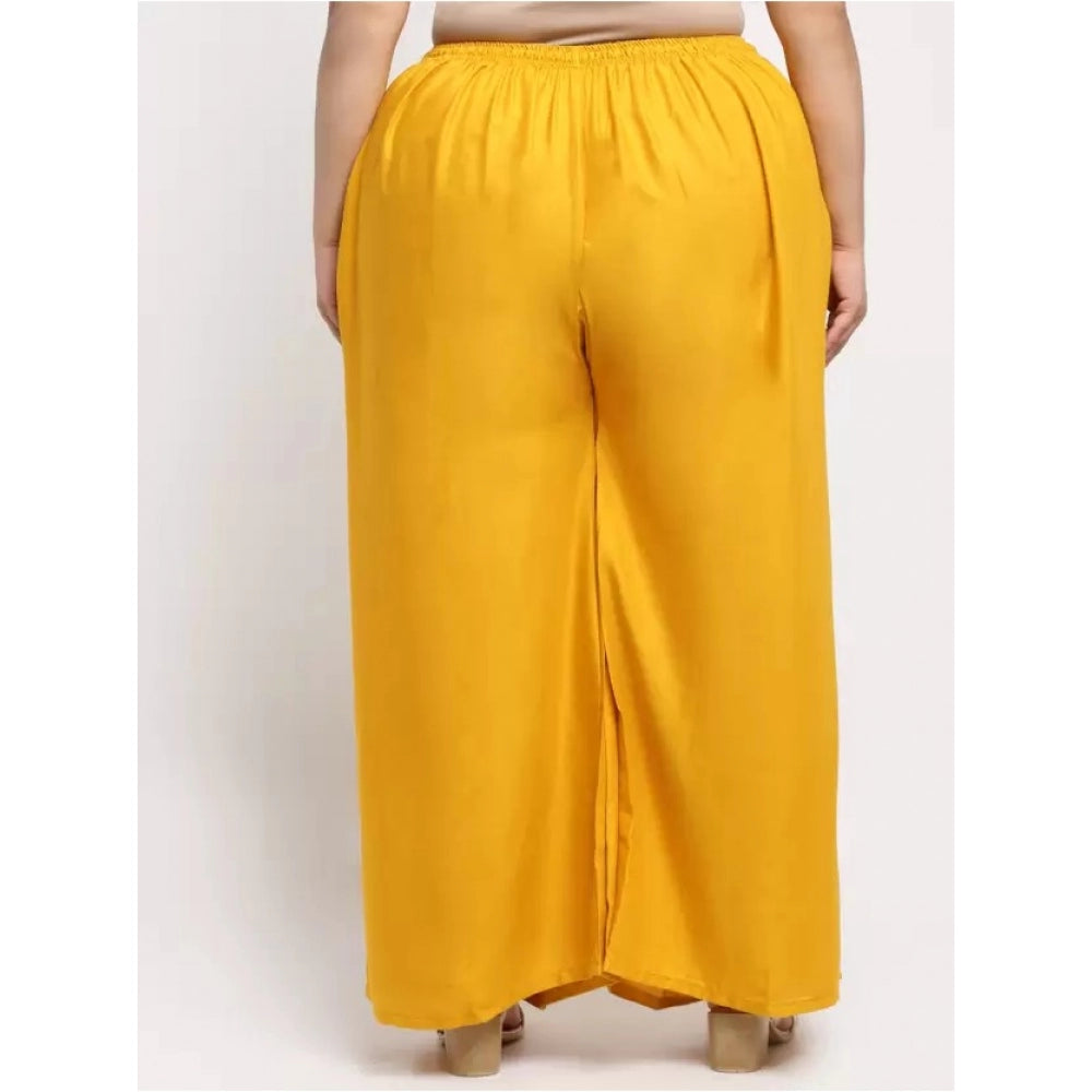 Generic Palazzo-Hose aus Viskose-Rayon mit ausgestelltem Schnitt für Damen in Übergröße (Gelb)