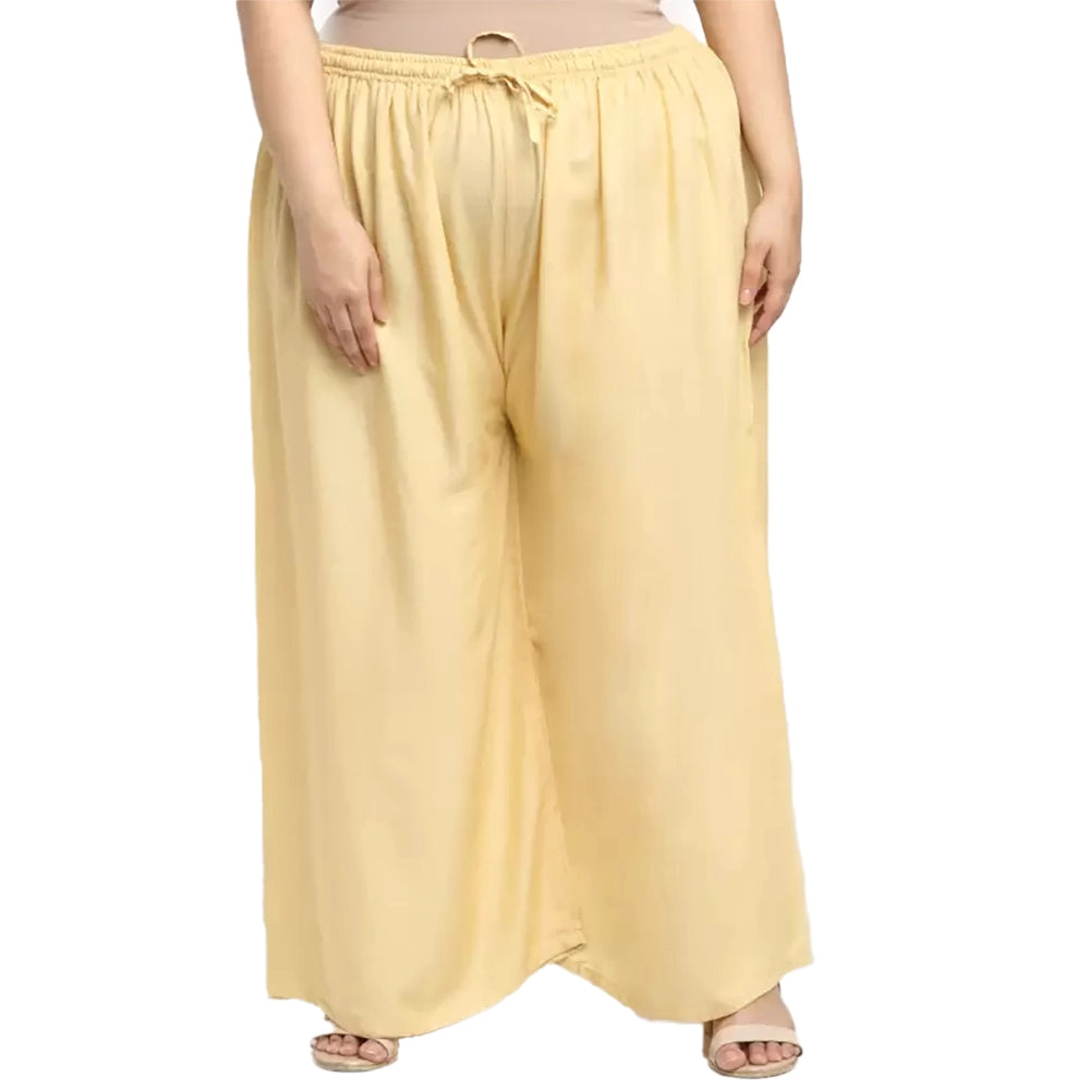 Generische Palazzo-Hose aus Viskose-Rayon mit ausgestelltem Schnitt für Damen in Übergröße (Gold)