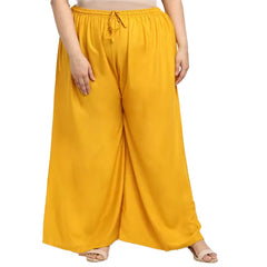 Generic Palazzo-Hose aus Viskose-Rayon mit ausgestelltem Schnitt für Damen in Übergröße (Gelb)