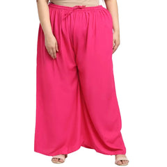 Generic Palazzo-Hose aus Viskose-Rayon mit ausgestelltem Schnitt für Damen in Übergröße (Rosa)