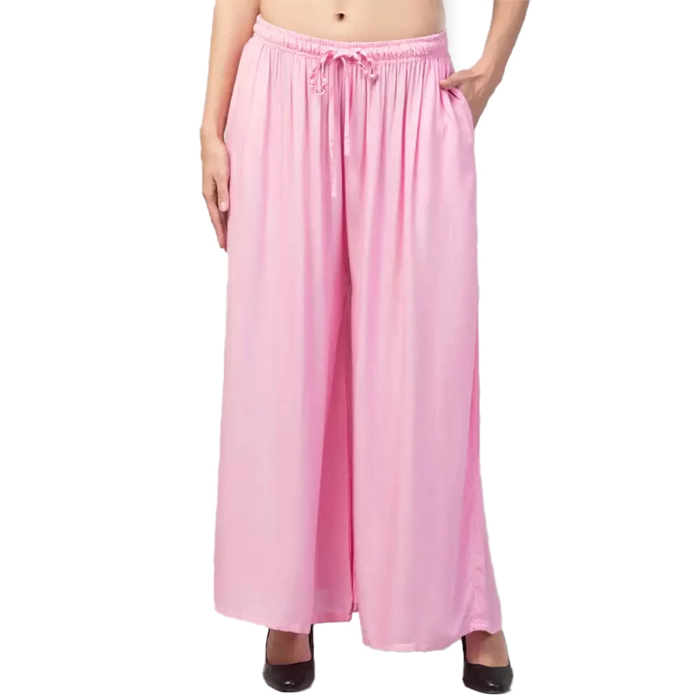 Generic Palazzo-Hose aus Viskose-Rayon in Übergröße für Damen, entspannte Passform (Rosa)