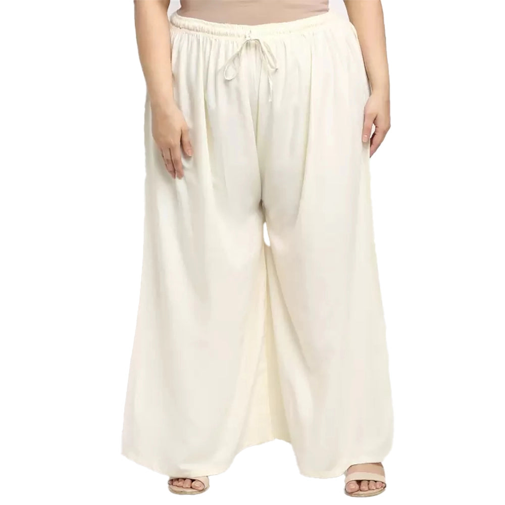 Generic Palazzo-Hose aus Viskose-Rayon mit ausgestelltem Schnitt für Damen in Übergröße (Creme)