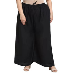 Generic Palazzo-Hose aus Viskose-Rayon mit ausgestelltem Schnitt für Damen in Übergröße (Schwarz)