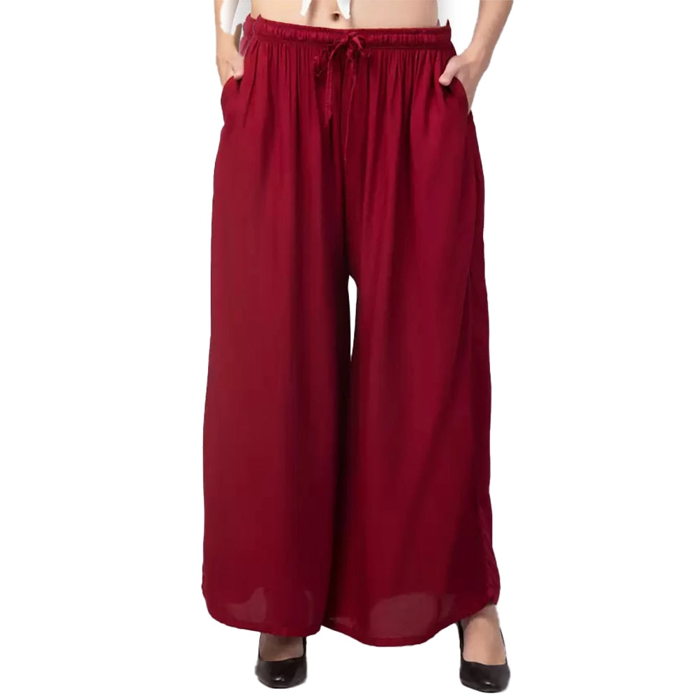 Generische Palazzo-Hose aus Viskose-Rayon für Damen in Übergröße, entspannte Passform (Kastanienbraun)